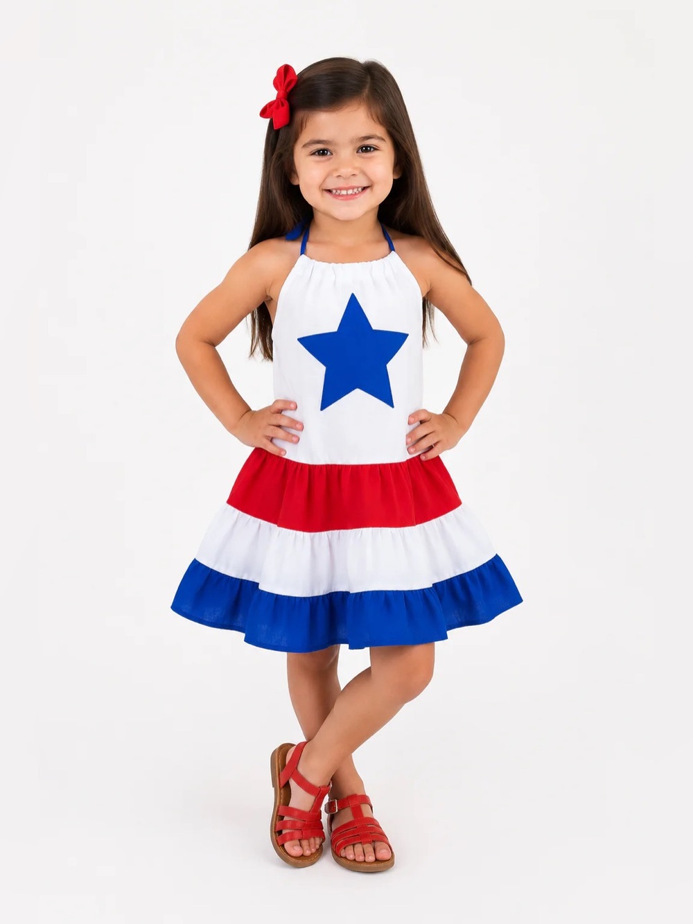 Red White Blue Patriotic 4th Of July Twirl Dress